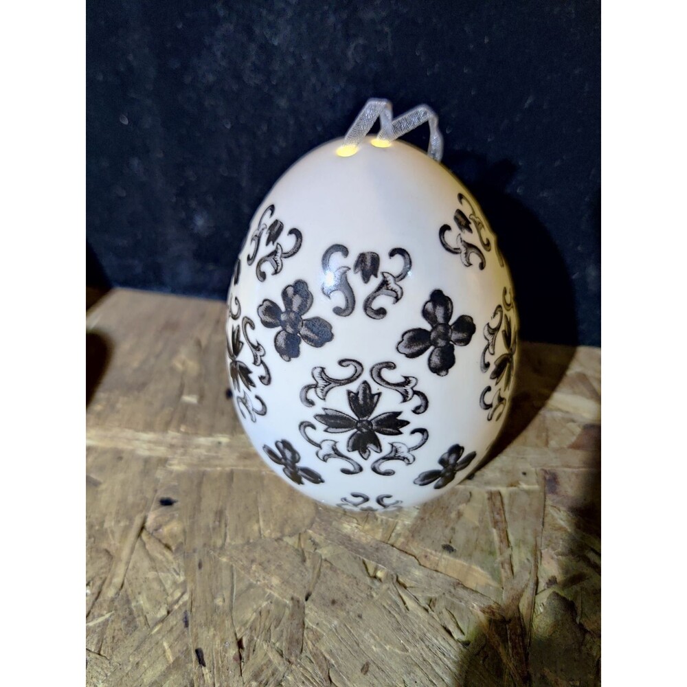 Illuminated Porcelain Egg Ornament - Bla